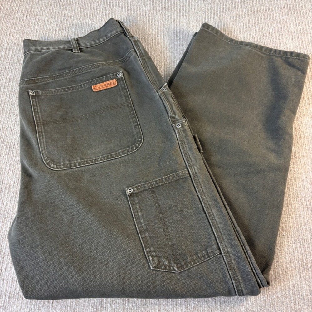 Sorel Dark Brown Duck Canvas Double Knee Carpenter Pants Men's Size 36x29